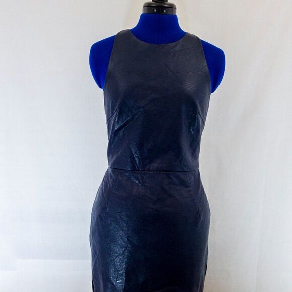 ABS Allen Schwartz Vegan Leather Dress w/ Back Cut - Picture 3 of 12